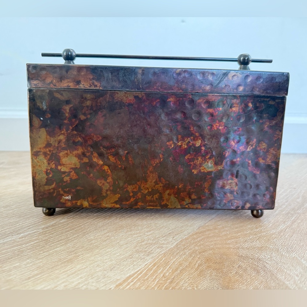 Vintage Hammered copper storage box with lid handcrafted in India